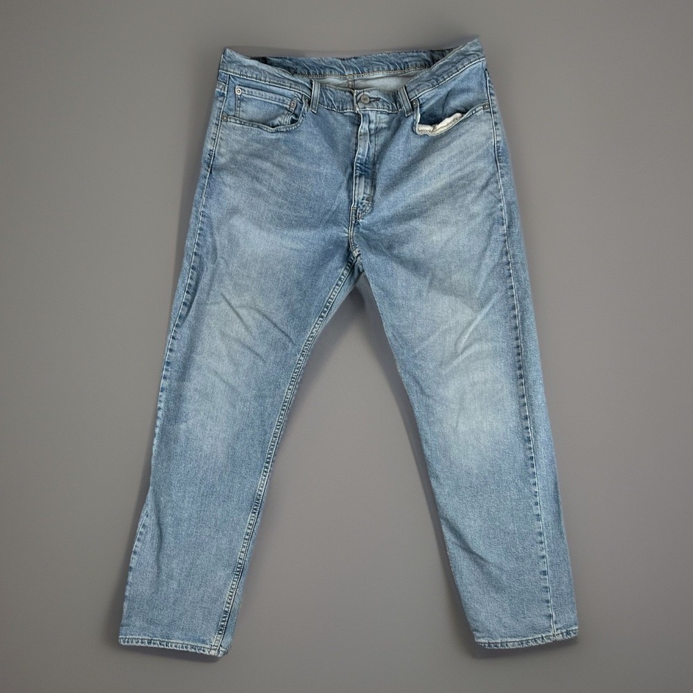 Levi's 502 Jeans Mens 38x32 (Fits 36x29) Blue Tapered Light Wash Denim Casual